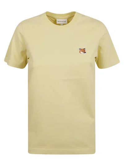 Maison Kitsuné Fox Head Patch Regular T-shirt In Chalk Yellow