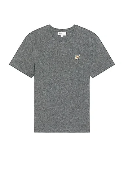 Maison Kitsuné Fox Head Patch Regular T-shirt In Dark Grey Melange