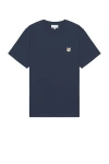 Maison Kitsuné T-shirt With Pocket And Baby Fox Patch In Ink Blue