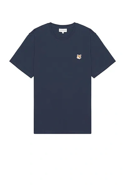 Maison Kitsuné Fox Head Patch Crewneck T-shirt In Black
