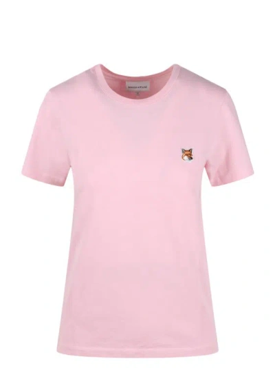Maison Kitsuné Fox Patch T-shirt In Pale Pink
