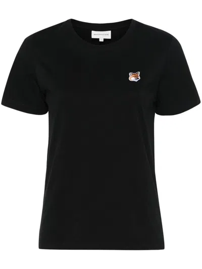 Maison Kitsuné Fox Head Patch Regular T-shirt-shirt In Black