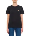Maison Kitsuné Fox Head Patch Regular Tee Shirt In Black