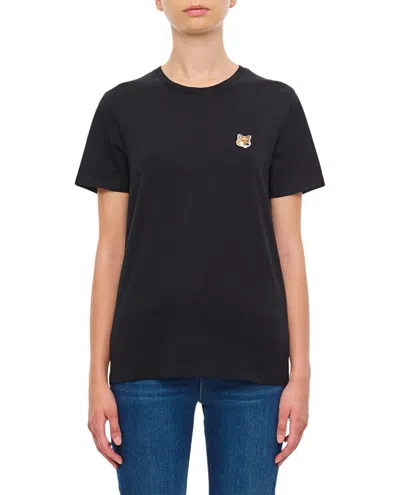 Maison Kitsuné Fox Head Patch Regular Tee Shirt In Black