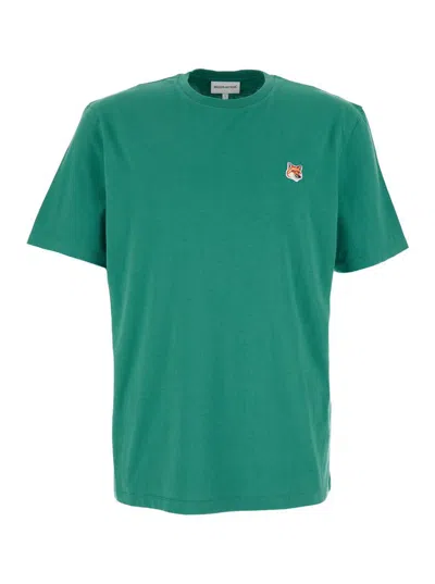 Maison Kitsuné Fox Head Patch Regular Tee Shirt In Green