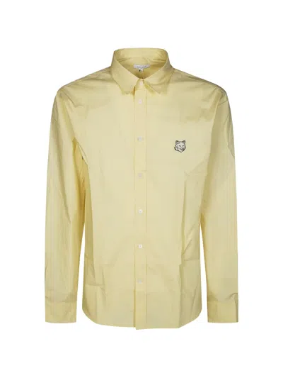Maison Kitsuné Maison Kitsune Regular Fit Fox Shirt In Yellow