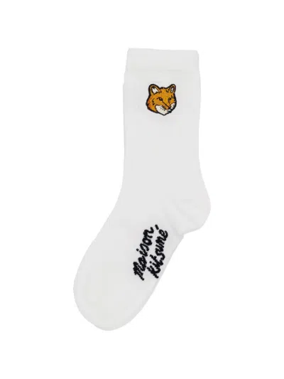 Maison Kitsuné Kids' Fox Head Patch Socks In White