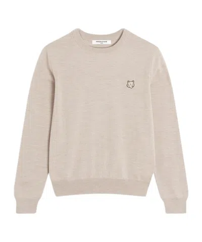 Maison Kitsuné Fox Head Patch Sweater In Nude