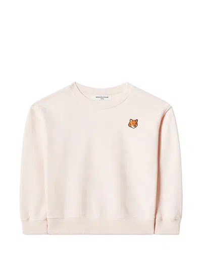 Maison Kitsuné Kids' Fox Head Patch Sweater In Pink