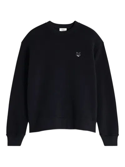 Maison Kitsuné Fox Head-patch Sweatshirt In Black