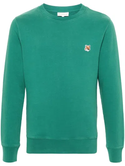 Maison Kitsuné Fox Head-patch Sweatshirt In Grün