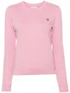 Maison Kitsuné Fox Head Patch Crewneck Sweatshirt In Pink