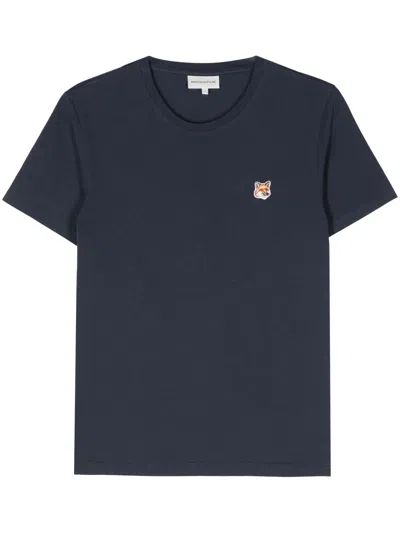 Maison Kitsuné Fox Head Patch T-shirt Woman Navy In Blue