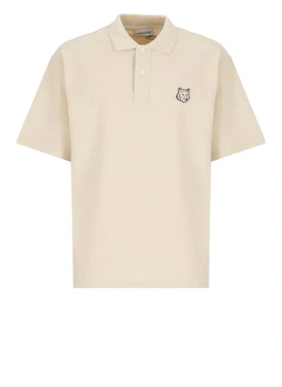 Maison Kitsuné Fox Head Polo Shirt In Neutrals