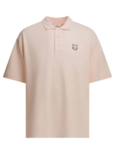 Maison Kitsuné "fox Head" Polo Shirt With Buttons In Pink