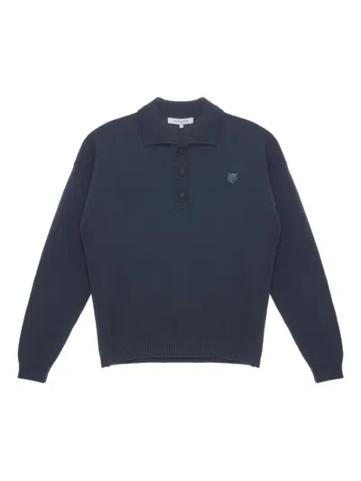 MAISON KITSUNÉ FOX HEAD POLO SWEATER