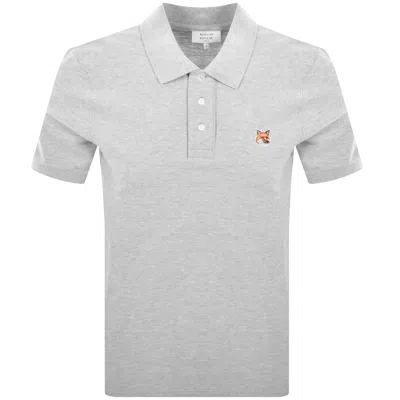Maison Kitsuné Maison Kitsune Fox Head Polo T Shirt Grey In Gray