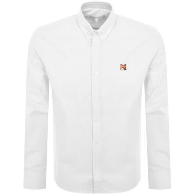 Maison Kitsuné Popeline Cotton Fox Shirt With Button-down Collar In White