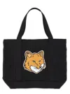 Maison Kitsuné Fox Head Print Bag In Black