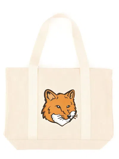 Maison Kitsuné Fox Head Print Bag In White