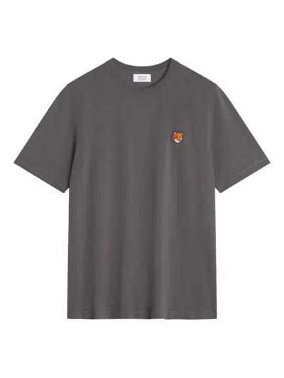 Maison Kitsuné Fox Head Regular Fit Cotton T-shirt In Gray