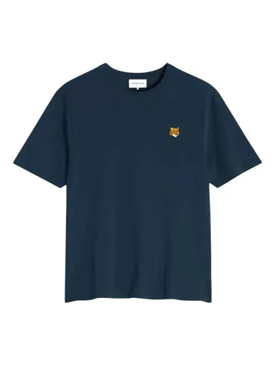 Maison Kitsuné Fox Head Regular Fit Cotton T-shirt In Blue