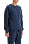 Maison Kitsuné Blue Crewneck Sweater With Fox Head Logo Patch On The Front In Cotton Woman In Blue