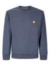 Maison Kitsuné Striped Cotton Sweatshirt Button-down Collar In Blue