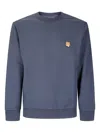 Maison Kitsuné Striped Cotton Sweatshirt Button-down Collar In Blue