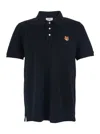 Maison Kitsuné Versatile Short Sleeve Ribbed Collar Polo In Black