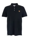 Maison Kitsuné Versatile Short Sleeve Ribbed Collar Polo In Black