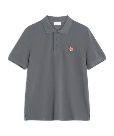 Maison Kitsuné Fox Head Regular Polo In Blue