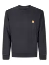Maison Kitsuné Wool Crewneck Sweater Featuring Fox Design In Black