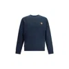 Maison Kitsuné Striped Cotton Sweatshirt Button-down Collar In Blue