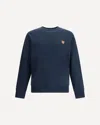 Maison Kitsuné Striped Cotton Sweatshirt Button-down Collar In Blue