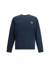 Maison Kitsuné Striped Cotton Sweatshirt Button-down Collar In Blue