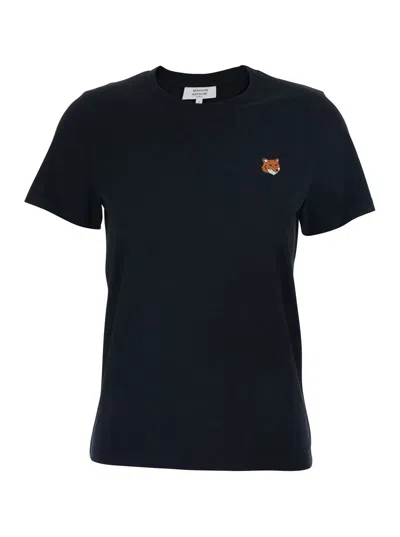 Maison Kitsuné Fox Head Regular Tee-shirt In Black