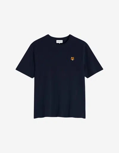 Maison Kitsuné Fox Head Regular Tee Shirt In Blue