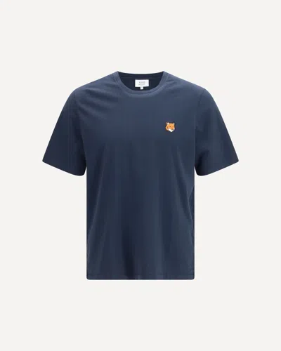 Maison Kitsuné Fox Head Regular Fit Cotton T-shirt In Blue