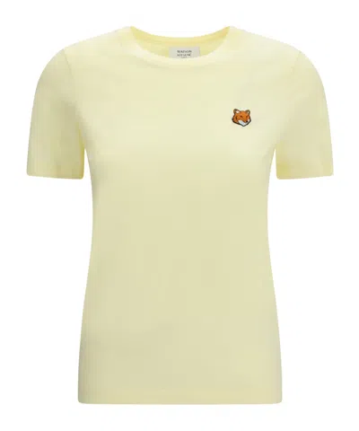 Maison Kitsuné Maison Kitsune Fox Head Regular Tee-shirt In Yellow