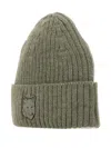 Maison Kitsuné Fox-head Ribbed Beanie In Green