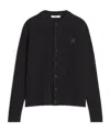 Maison Kitsuné Fox Head Wool Ribbed Cardigan Clothing In Black