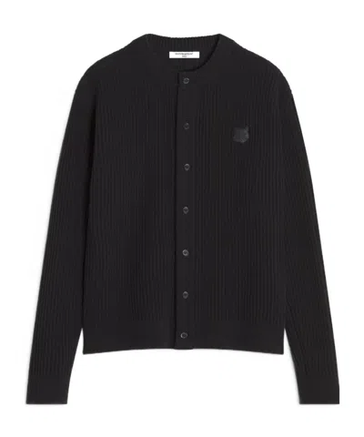 MAISON KITSUNÉ MAISON KITSUNÉ FOX HEAD RIBBED CARDIGAN