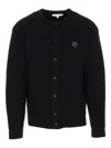 Maison Kitsuné Fox Head Wool Ribbed Cardigan Clothing In Black