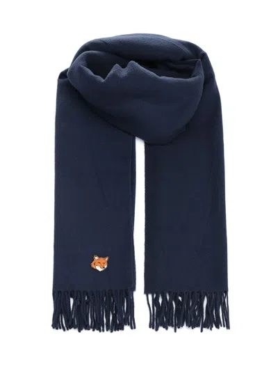 Maison Kitsuné Fox Head Scarf Scarves And Foulards Blue