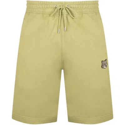 Maison Kitsuné Maison Kitsune Fox Head Shorts Green In Beige