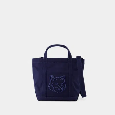 Maison Kitsuné Fox Head Small Shopper Bag - Maison Kitsune - Cotton - Blue