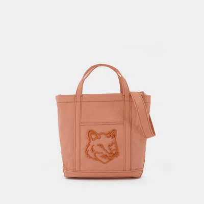 Maison Kitsuné Fox Head Small Shopper Bag In Pink