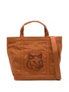 Maison Kitsuné Fox Head Small Tote Bag In Orange