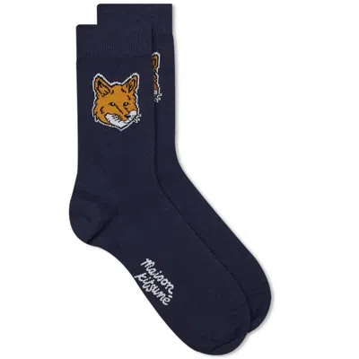 Maison Kitsuné Maison Kitsune Fox Head Socks In Blue
